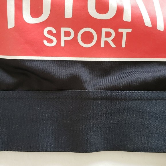 Victoria's Secret Sports Bra Small Racerback Black with Red Logo Across Chest - Picture 4 of 9